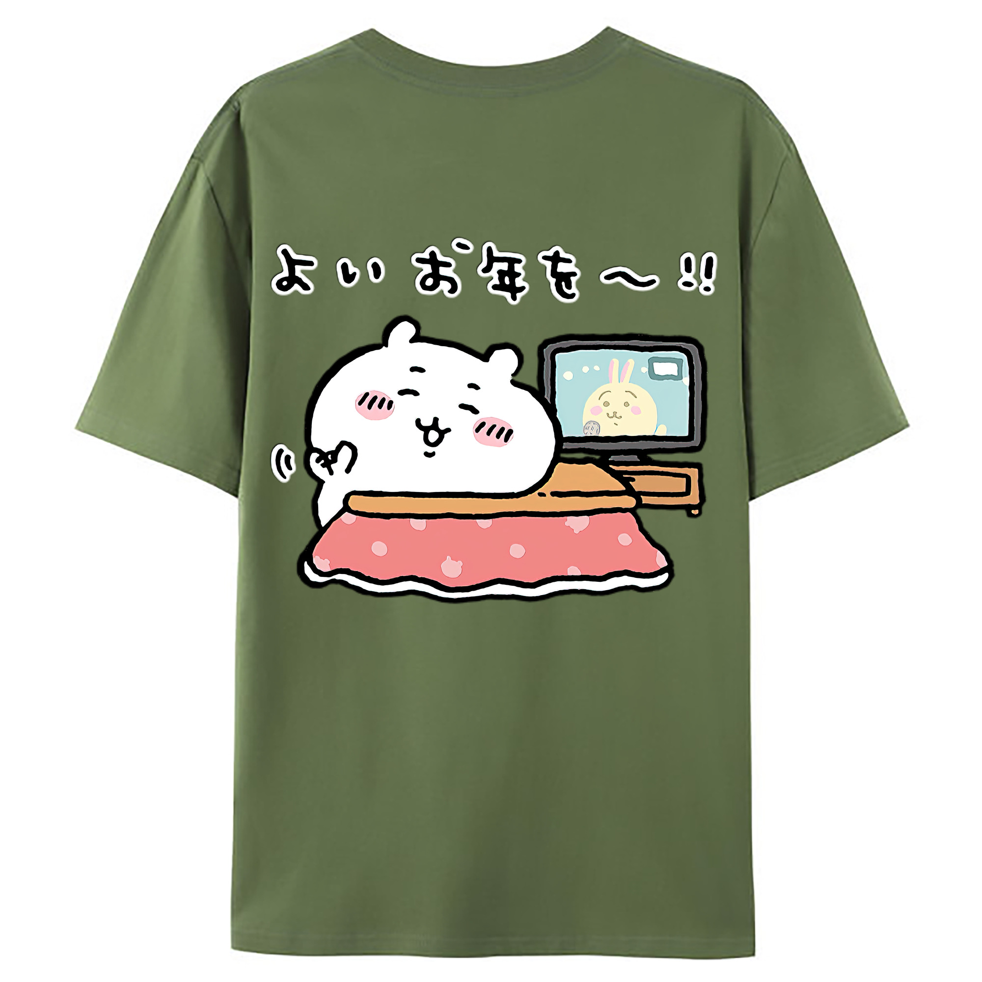 （画像用） ちいかわ ちいかわ Chii-kawa chiikawa 綿100％ メンズ半袖Tシャツ（バックプリント） 通気性